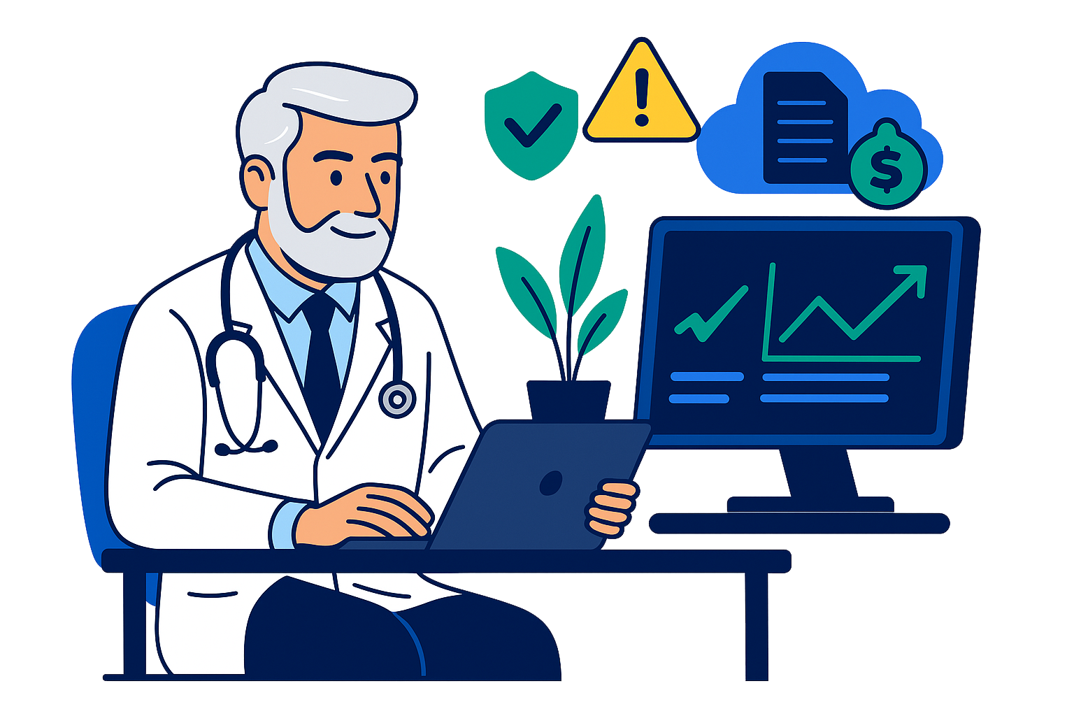 Doctor performing audit illustration